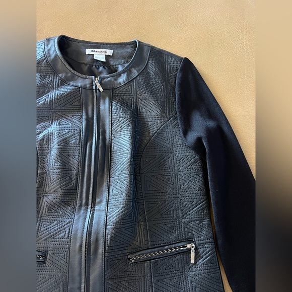 Nygard Collection Geometirc Embroidered Leather Jacket - Picture 4 of 11